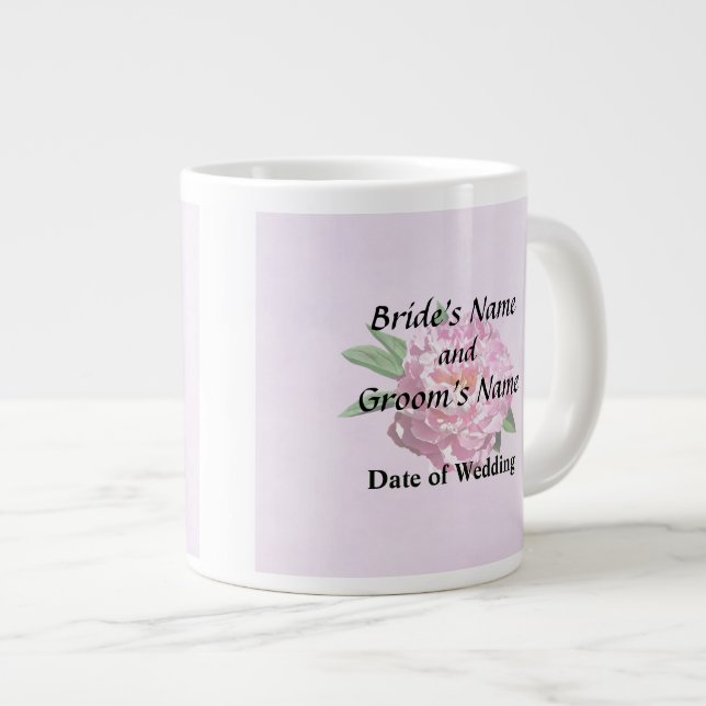 One Pale Pink Peony Large Coffee Mug (Front Right)