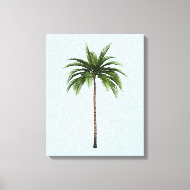 One Palm Tree Tropical Beach Summer Any Colour Canvas Print (Front)