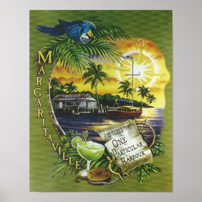 One Particular Harbour Jimmy Buffett Lyrics Poster (Front)