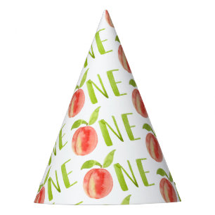 One Peach Watercolor 1st Birthday Girl  Party Hat