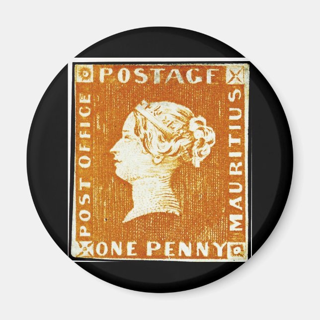 One Penny British Empire Mauritius Postage Stamp Magnet (Front)