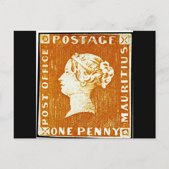 One Penny British Empire Mauritius Postage Stamp Postcard (Front)