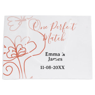 One Perfect match terracotta wedding couple name f Large Gift Bag