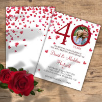 One Photo 40th Wedding Anniversary Invitation