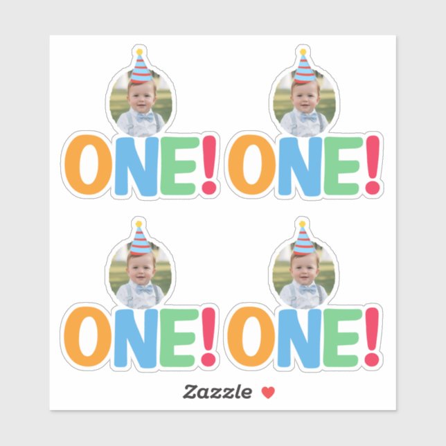  One Photo birthday Cupcake Topper (Sheet)