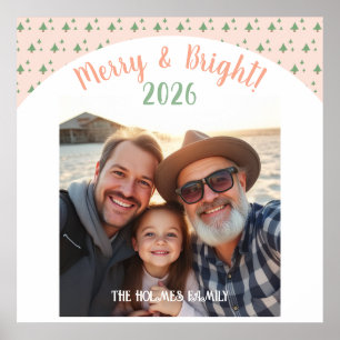 One Photo Christmas Family Cuie Pink Poster