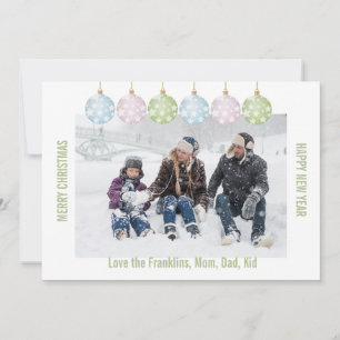 One Photo Christmas Ornaments Editable Holiday Card