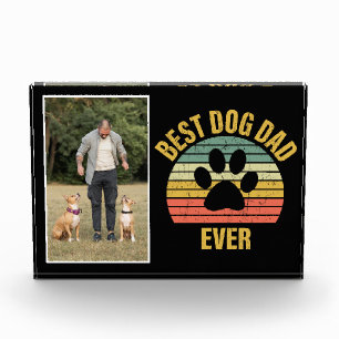 One Photo Dog Dad Retro Sunset Photo Block