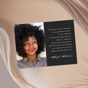 One Photo Graduation Thank You Charcoal Grey Postcard