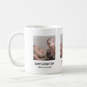 One Photo Happy Father's Day Black White Coffee Mug
