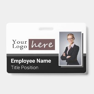 One Photo Horizontal Style Logo Employee Name ID Badge