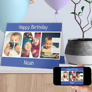 ONE Photo Letters Blue Boys 1st Birthday Card