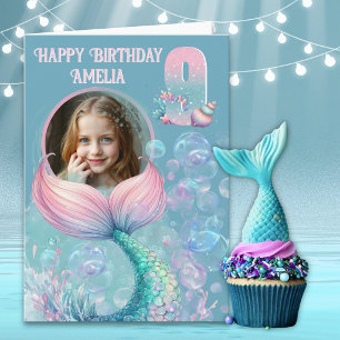 One Photo Mermaid Tail 9th Birthday Card