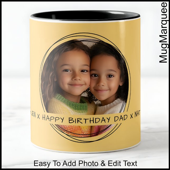 One Photo Message For Dad Birthday Yellow C65 Two-Tone Coffee Mug (Creator Uploaded)