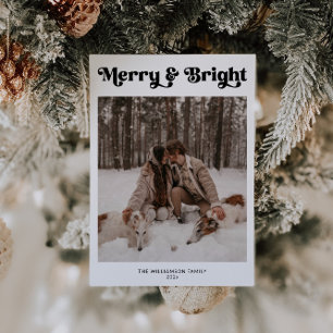 One Photo Minimal Retro Christmas Holiday Card