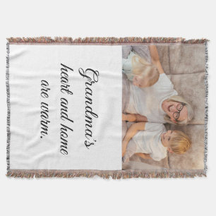 One Photo Modern Elegant Minimalist Black Script  Throw Blanket