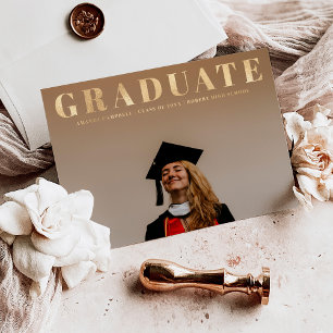 One Photo Modern Minimalist Graduation Party Gold