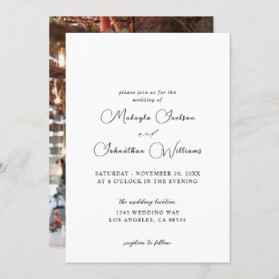 One Photo Modern Vertical 9 Wedding Invitation