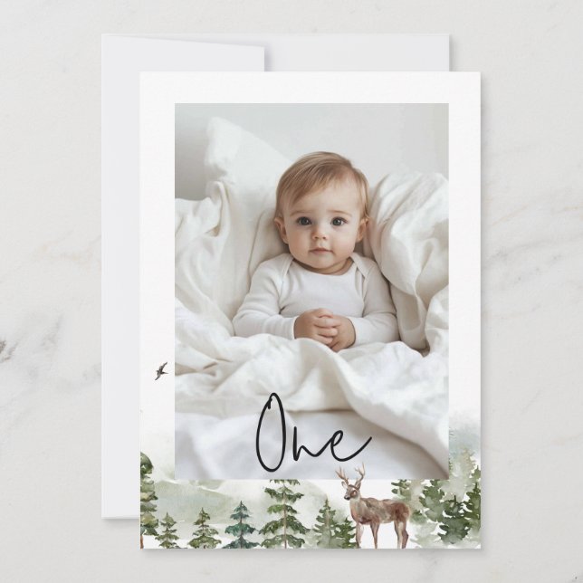 One Photo | My first year | Personalised  Invitation (Back)