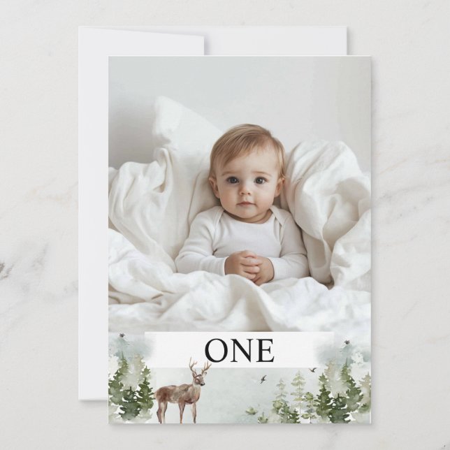 One Photo | My first year | Personalised  Invitation (Back)