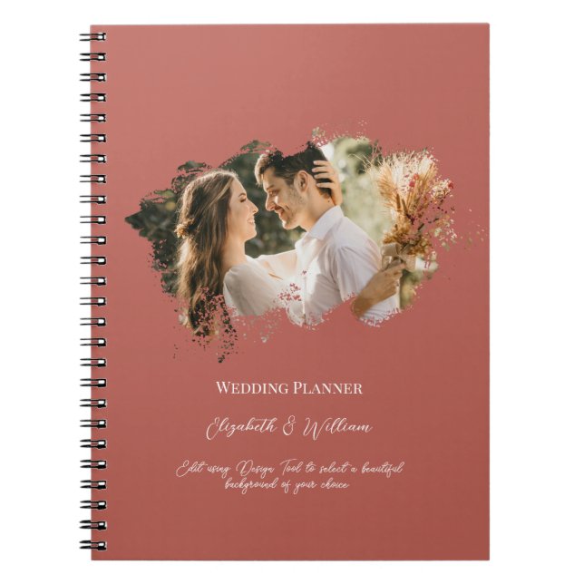 One Photo Overlay Simple Frame Wedding Planner Notebook (Front)