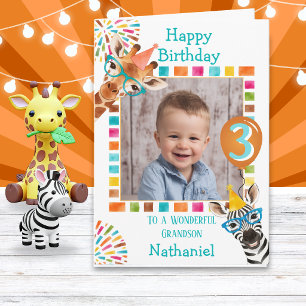 One Photo Party Animals Age Birthday Card