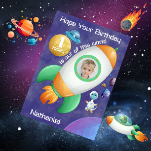One Photo Space Themed Birthday  Card