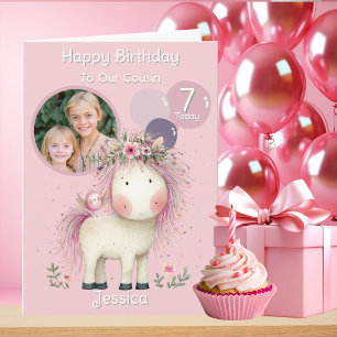 One Photo Whimsical Horse Age Birthday Card