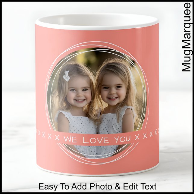 One Photo With Custom Text / Message Coral C105 Coffee Mug (Creator Uploaded)