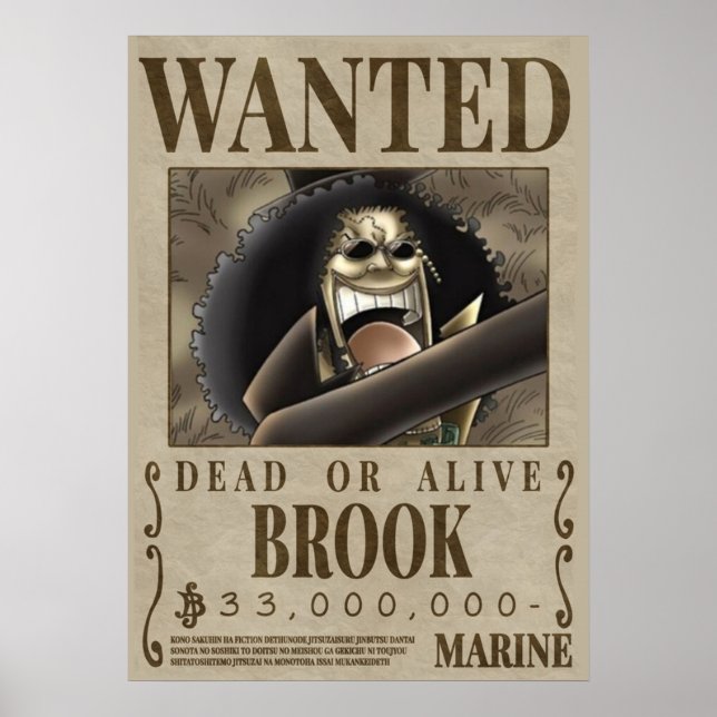 One piece  Brook 1st wanted Poster (Front)