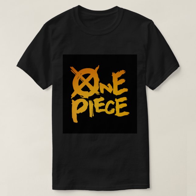 One Piece Text Art With Gorgeous Gold Colour Varia T-Shirt (Design Front)