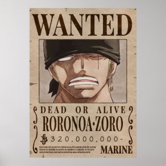 One piece  Zoro Wanted Poster