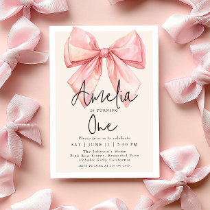 One Pink Bow Coquette First Birthday Invitation