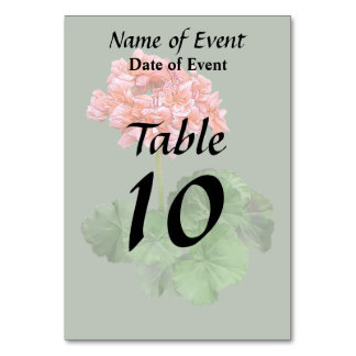 One Pink Geranium Table Number
