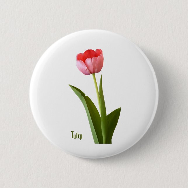 One Pink Spring Tulip Floral Nature Photography 6 Cm Round Badge (Front)