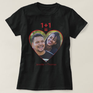 One Plus One Equals Love, Red Heart Personal Photo T-Shirt