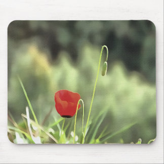 One Poppy Artistic Wildflower Painting Mouse Mat