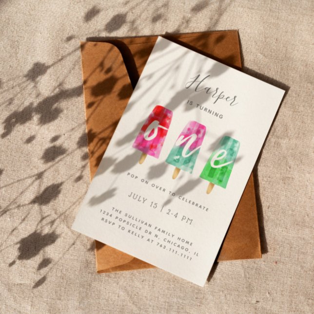 ONE Popsicle First Birthday Party Invitation (Creator Uploaded)