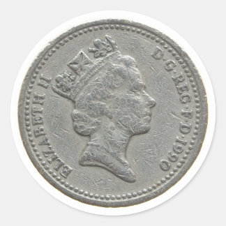 One Pound coin Classic Round Sticker