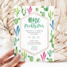 One Prickly Pair Twin Birthday Invitation
