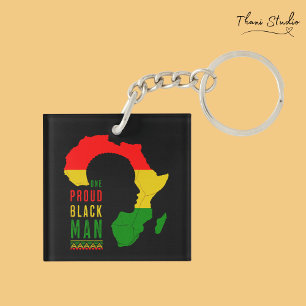 One Proud Black Man Black History Month Flag Key Ring