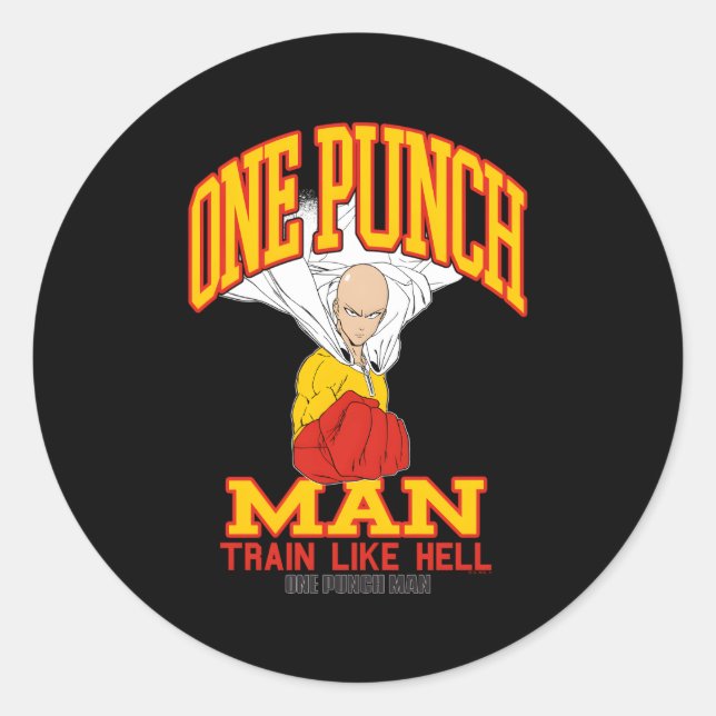 One Punch Saitama Train Like Hell Classic Round Sticker (Front)
