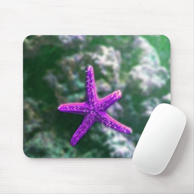 One Purple Starfish Rocky Beach Mouse Mat (With Mouse)