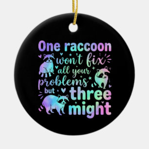 One raccoon won't fix all your problems but three ceramic tree decoration