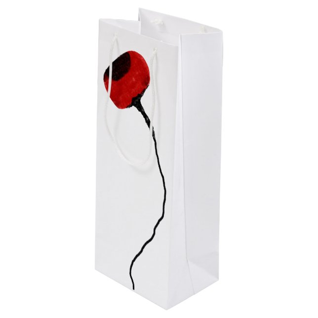 one red poppy wine gift bag (Front Angled)
