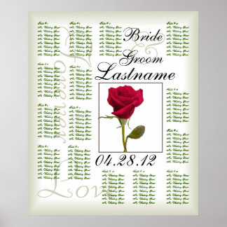 One Red Rose Wedding Guest Seating Chart