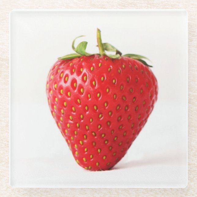 One Red Strawberry coastercna Glass Coaster (Front)