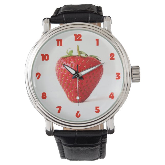 One Red Strawberry Fat Red Numbers waa Watch (Front)