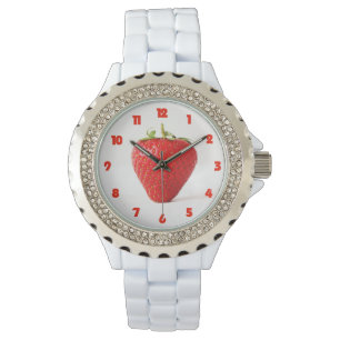 One Red Strawberry Fat Red Numbers Womens arc Watch