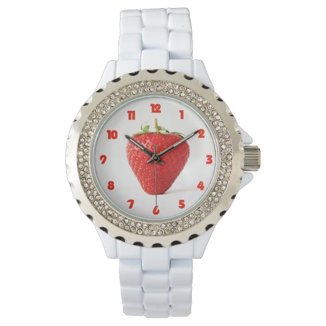 One Red Strawberry Fat Red Numbers Womens arc Watch (Front)